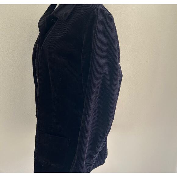 J Jill Wide Wale Corduroy Coat Jacket SZM Black Button Front Long Sleeve - Picture 4 of 11